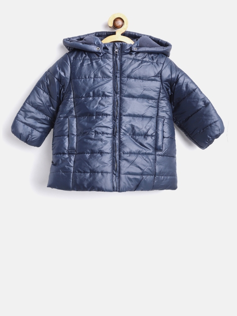

Losan Girls Navy Blue Solid Hooded Puffer Jacket