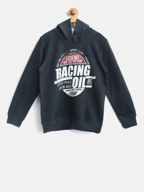 

Losan Boys Navy Blue Printed Hooded Sweatshirt