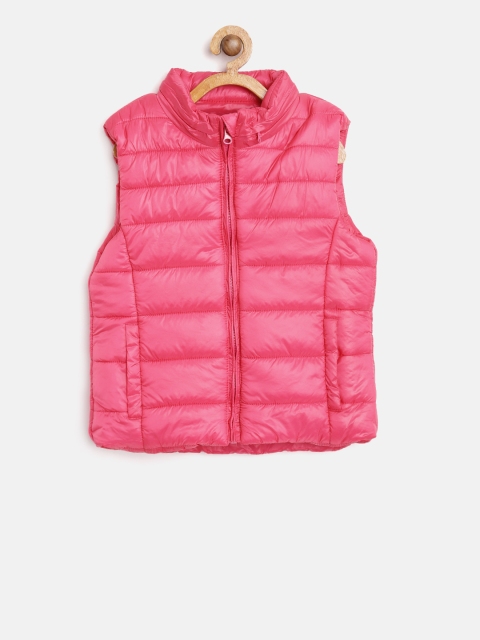 

Losan Girls Pink Solid Hooded Puffer Jacket