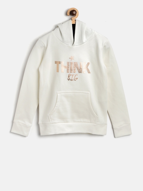 

Losan Girls Off-White Printed Hooded Sweatshirt