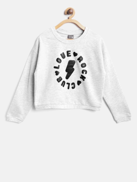 

Losan Girls Grey Melange Printed Sweatshirt