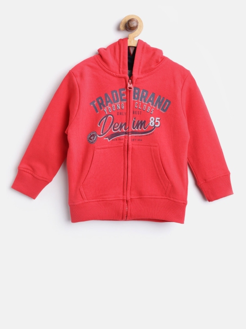 

Losan Boys Red Printed Hooded Sweatshirt