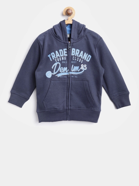 

Losan Boys Navy Printed Hooded Sweatshirt, Navy blue