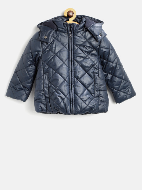 

Losan Girls Navy Blue Quilted Jacket with Detachable Hood
