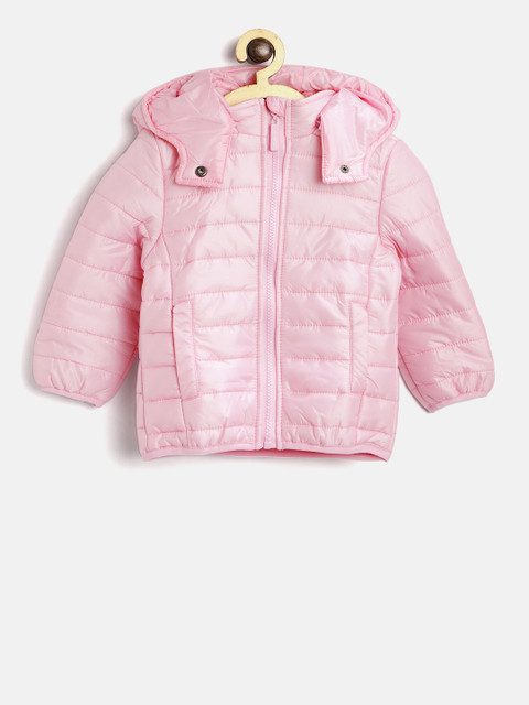 

Losan Girls Pink Solid Padded Jacket with Detachable Hood