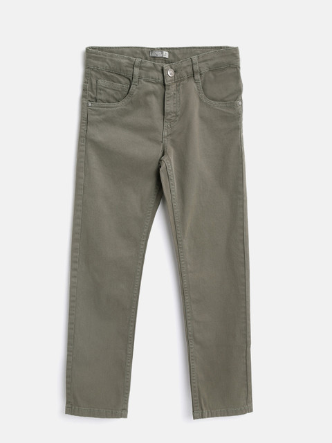 

Losan Boys Olive Green Solid Regular Trousers