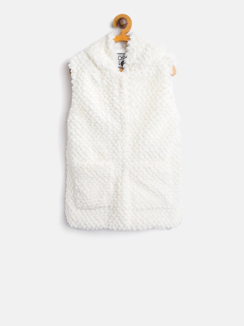 

Losan Girls Off-White Faux Fur Hooded Tailored Jacket