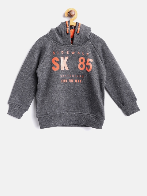 

Losan Boys Charcoal Grey Printed Hooded Sweatshirt
