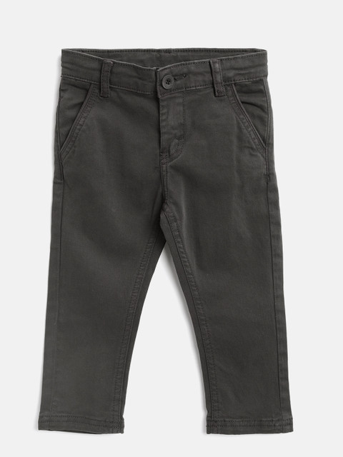 

Losan Boys Black Regular Fit Solid Chinos