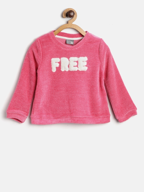

Losan Girls Fuchsia Self Design Pullover
