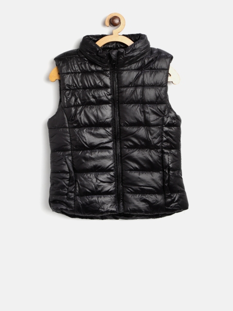 

Losan Girls Black Solid Hooded Puffer Jacket