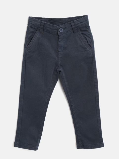 

Losan Boys Navy Blue Slim Fit Solid Chinos