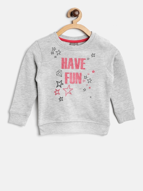 

Losan Girls Grey Melange Printed Sweatshirt
