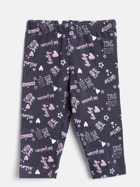 

Losan Girls Navy Blue & Pink Printed Leggings