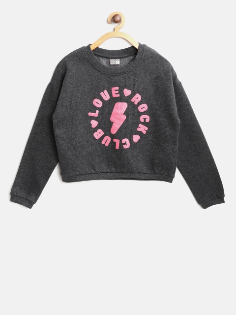 

Losan Girls Charcoal Grey Printed Sweatshirt