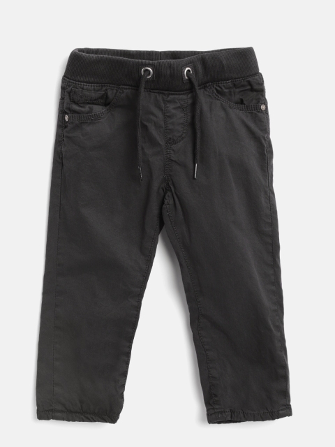 

Losan Boys Black Regular Fit Solid Trousers