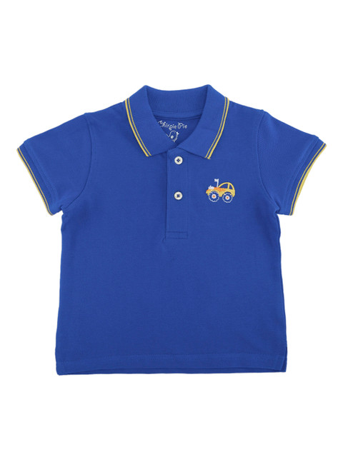 

Chirpie Pie by Pantaloons Boys Blue Solid Polo Collar T-shirt