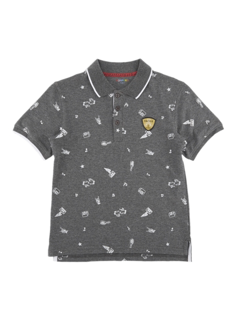 

POPPERS by Pantaloons Boys Grey Printed Polo Collar T-shirt