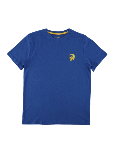 

POPPERS by Pantaloons Boys Blue Solid Round Neck T-shirt