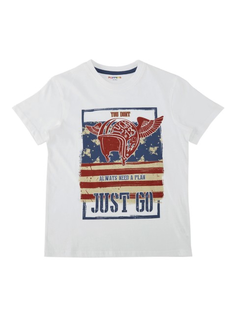 

POPPERS by Pantaloons Boys White Printed Round Neck T-shirt