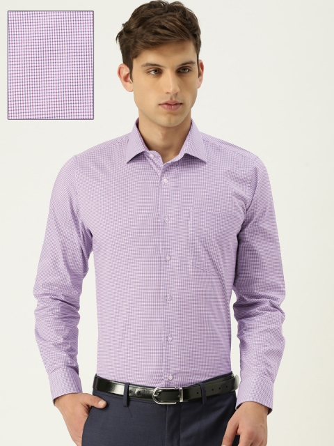 

Van Heusen Men Lavender & White Slim Fit Checked Formal Shirt