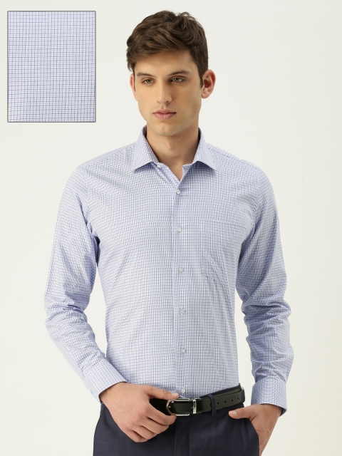 

Van Heusen Men White & Blue Slim Fit Checked Formal Shirt
