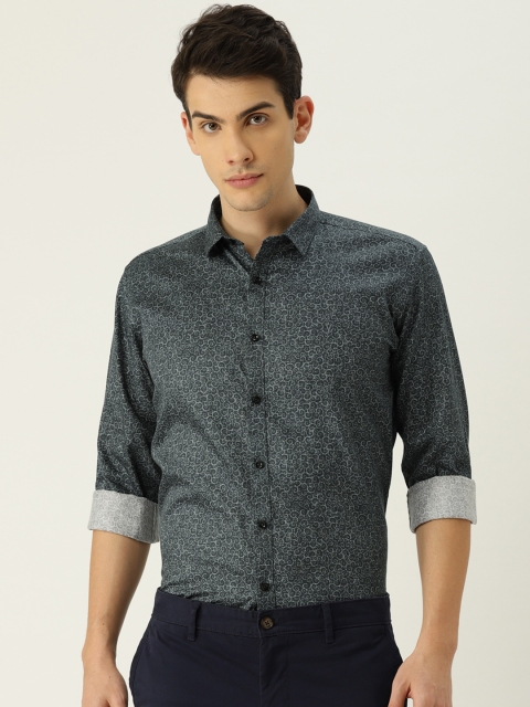 

Van Heusen Men Charcoal Grey Slim Fit Printed Casual Shirt