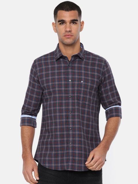 

Van Heusen Sport Men Brown & Navy Blue Slim Fit Checked Casual Shirt