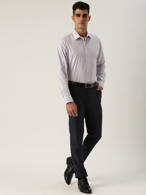 

Van Heusen Men White & Blue Slim Fit Checked Formal Shirt