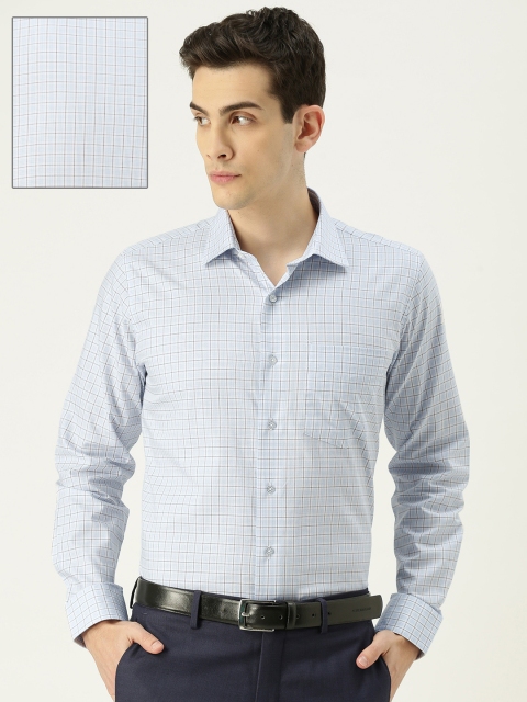 

Van Heusen Men White & Blue Slim Fit Checked Formal Shirt