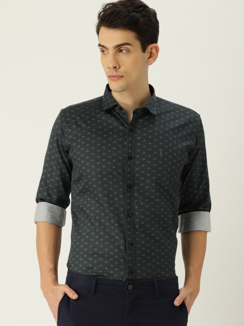 

Van Heusen Men Charcoal Grey Slim Fit Printed Casual Shirt