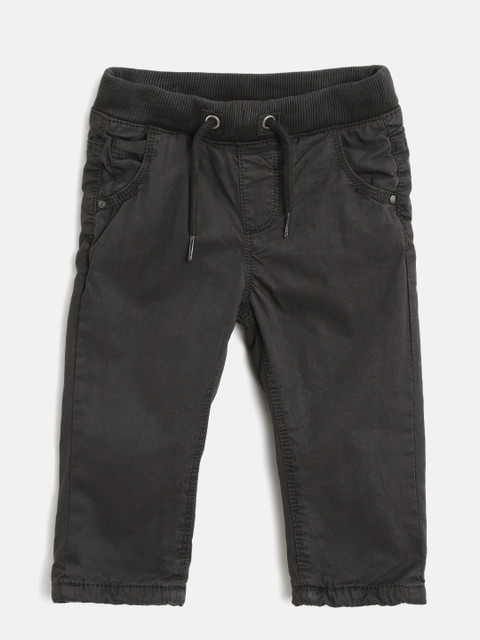 

Losan Boys Charcoal Grey Slim Fit Solid Regular Trousers
