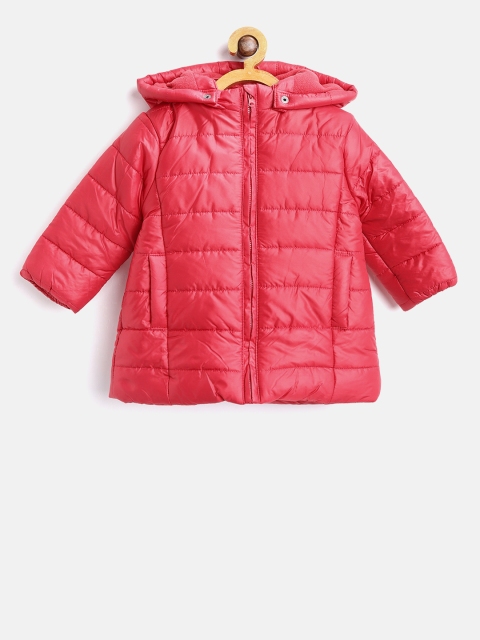 

Losan Girls Red Solid Puffer Jacket with Detachable Hood