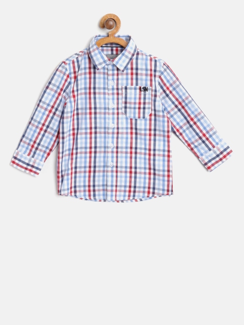 

Losan Boys Blue & Red Regular Fit Checked Casual Shirt
