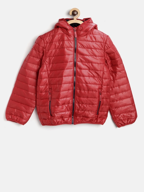 

Losan Boys Red Solid Hooded Puffer Jacket