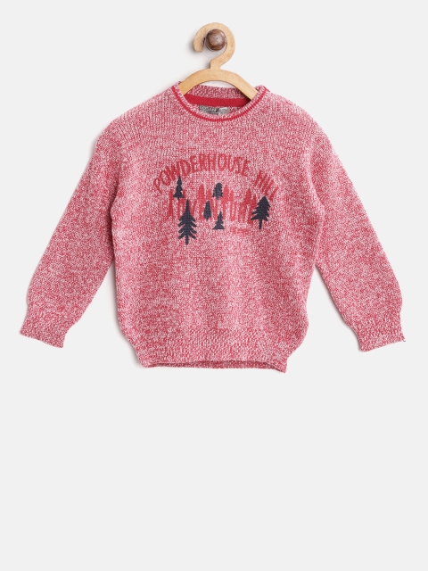 

Losan Boys Red & White Printed Pullover