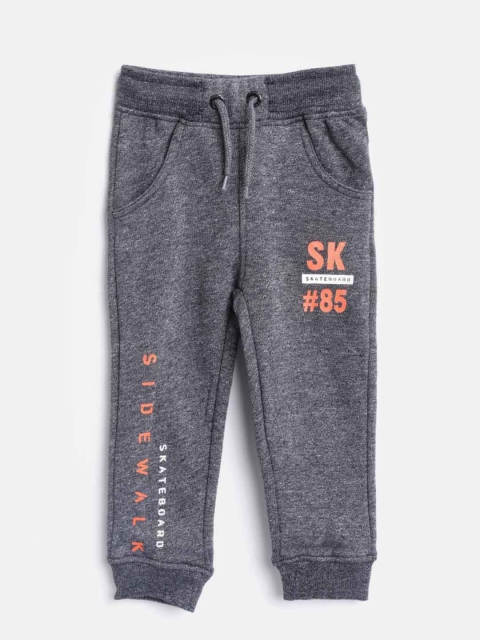 

Losan Boys Charcoal Grey Grindle Effect Joggers with Printed Detail
