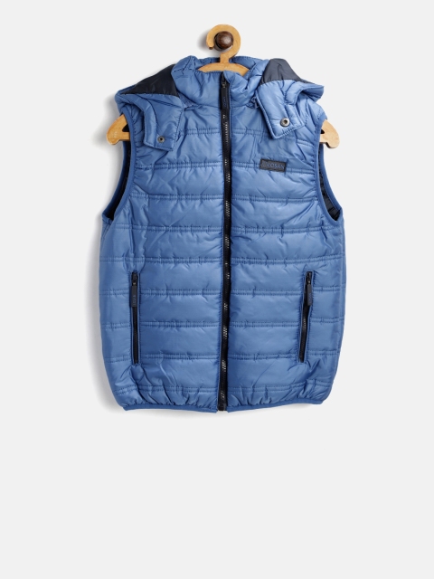 

Losan Boys Blue Solid Puffer Jacket with Detachable Hood