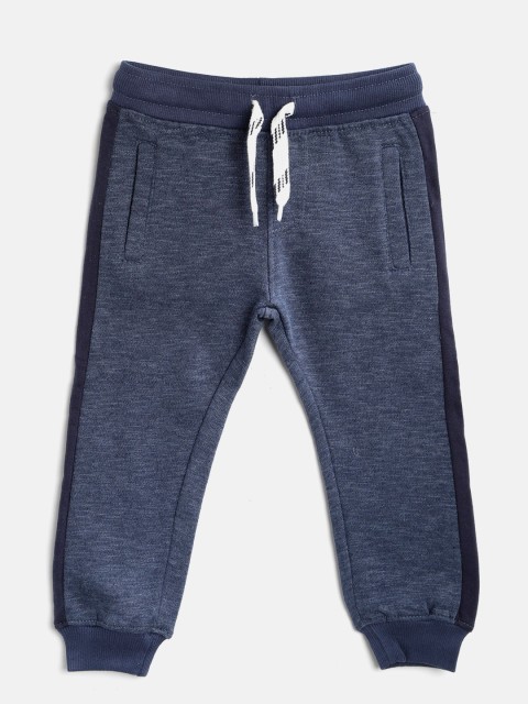 

Losan Boys Navy Blue Solid Joggers with Melange Effect