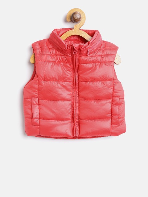 

Losan Girls Red Solid Hooded Puffer Jacket