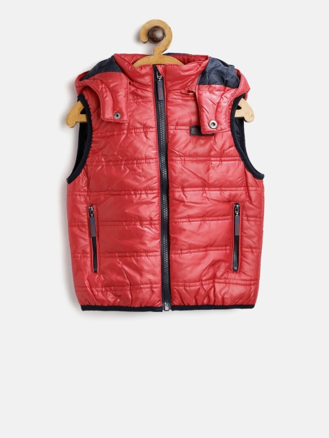 

Losan Boys Red Solid Puffer Jacket with Detachable Hood