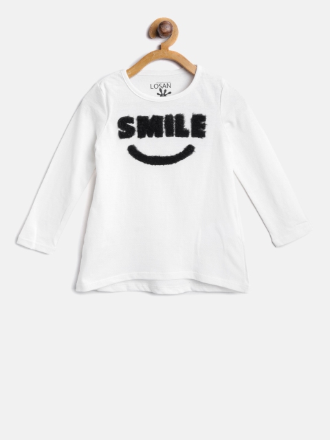 

Losan Girls White Applique Detail Round Neck T-shirt