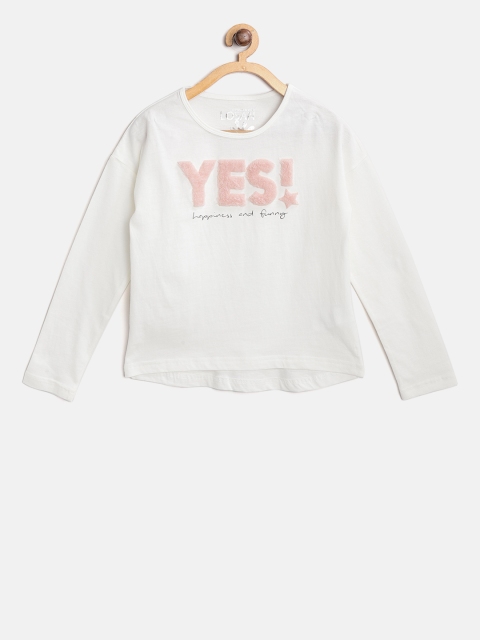 

Losan Girls White Applique Detail Round Neck T-shirt