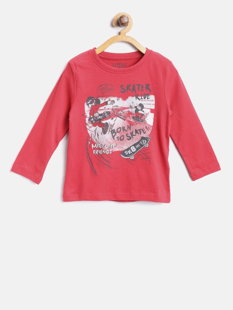 

Losan Boys Red Printed Round Neck T-shirt