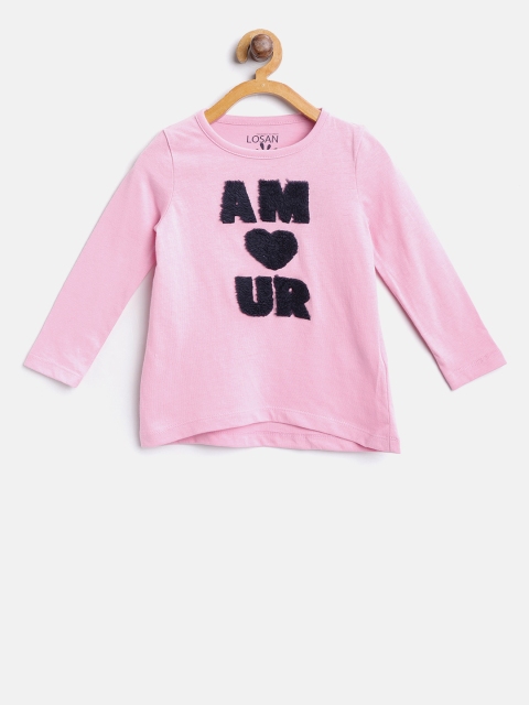 

Losan Girls Pink Applique Detail Round Neck T-shirt