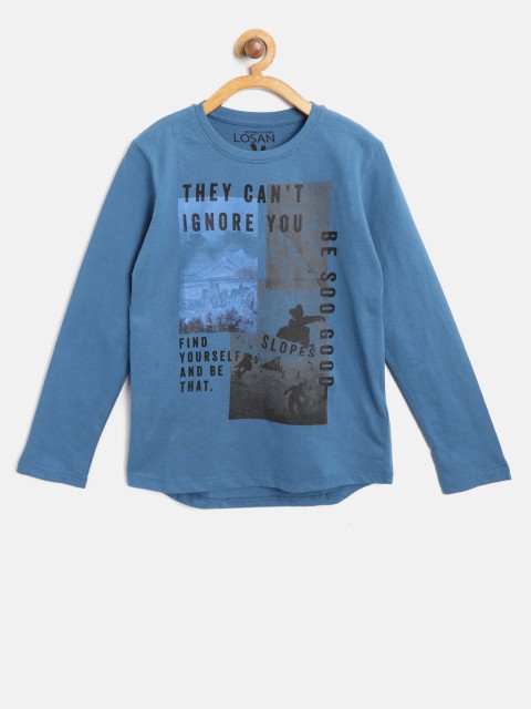 

Losan Boys Blue Printed Round Neck T-shirt