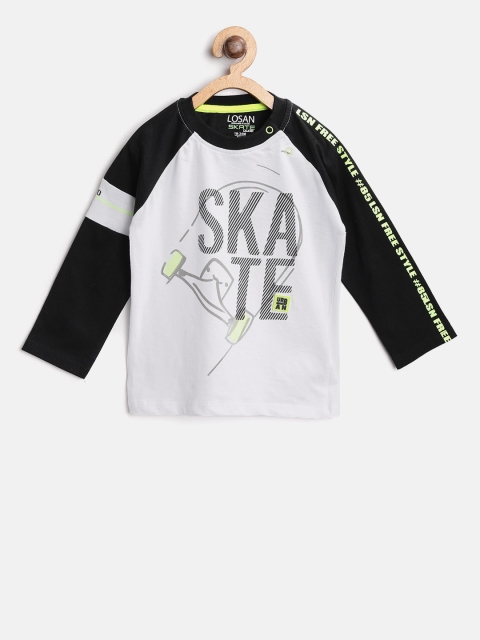 

Losan Boys White Printed Round Neck T-shirt
