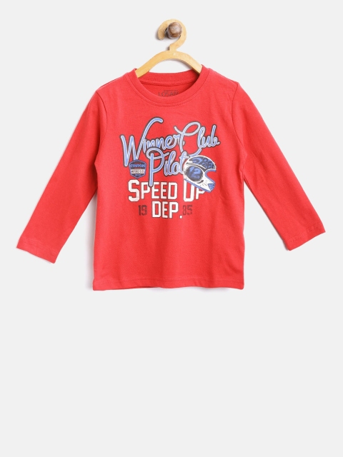 

Losan Boys Red Printed Round Neck T-shirt
