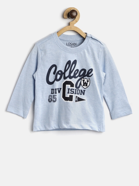

Losan Boys Blue Printed Round Neck T-shirt