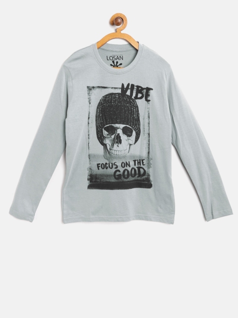 

Losan Boys Grey Printed Round Neck T-shirt